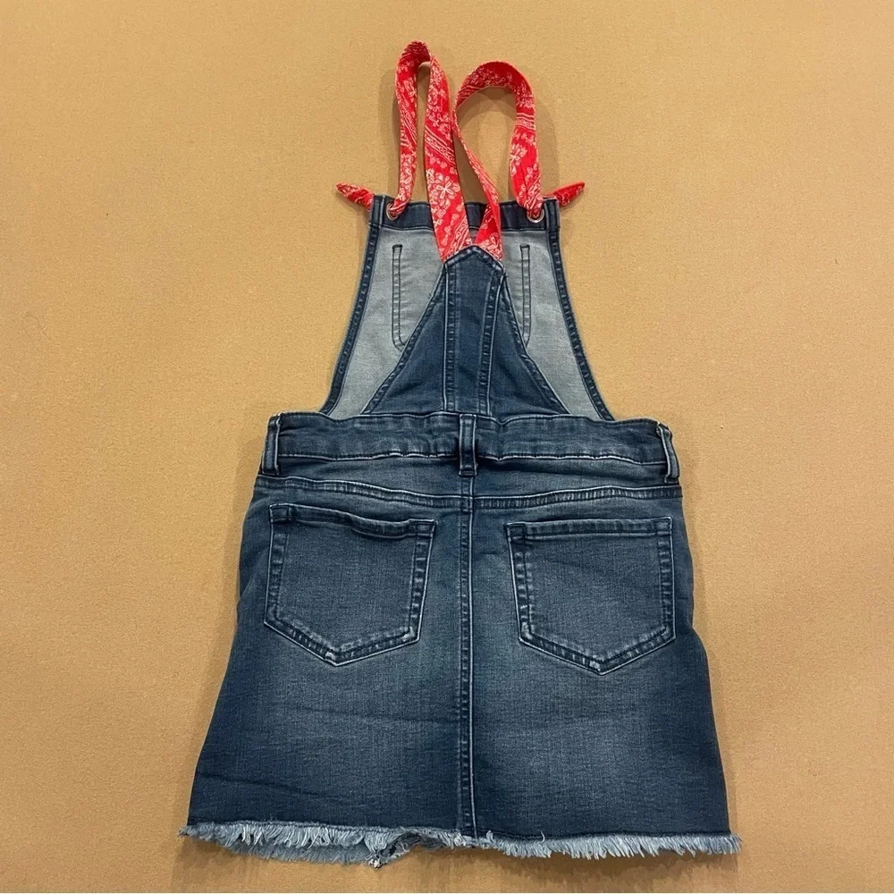 Girl’s Justice Denim Overall Skirt with Red Bandana Straps Size 10